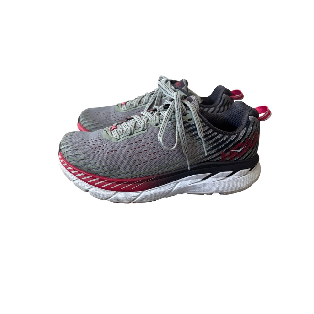 Hoka One One Clifton 6 Womens Running Shoes Gray Pink Size 8 Superfeet Insoles